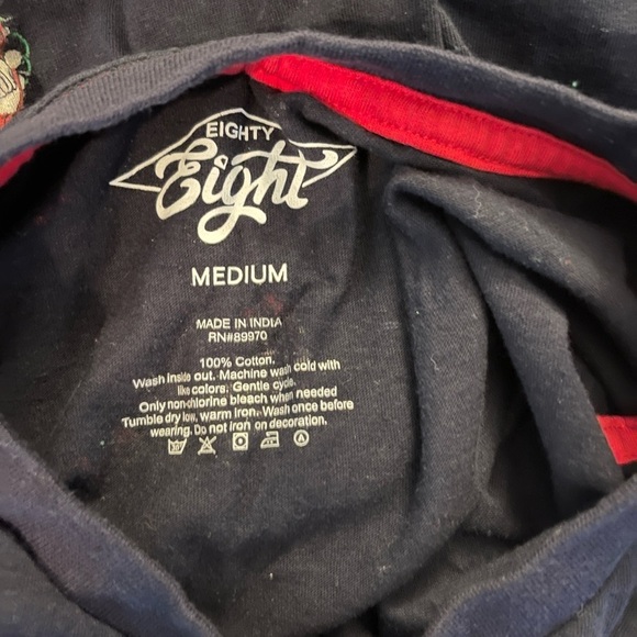 Eighty Eight men’s navy blue Christmas tee with Santa skull spacemen. Size M. - Picture 5 of 6